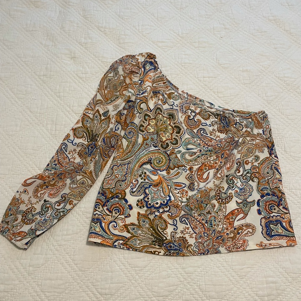 One Sleeve Paisley Blouse